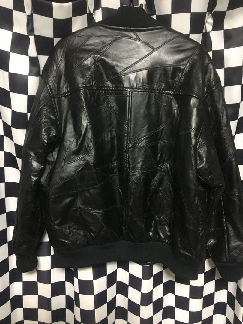 レザー　ボンバージャケット　M ツギハギジャン　シープスキン　羊革　ma1