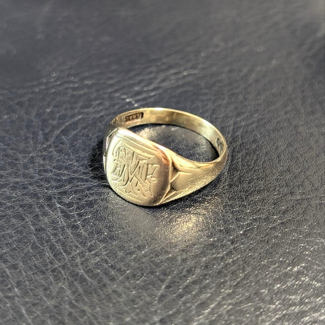 UK K9 モノグラム シグネット ゴールドリング 17号 ロンドン 1946