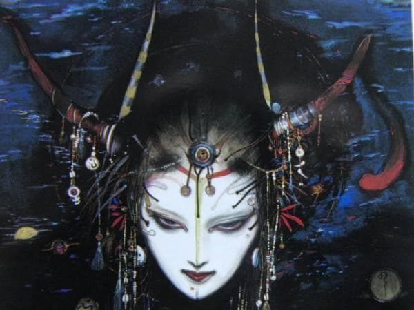 天野 喜孝、月神、無限の空の彼方から、希少な画集より、新品額装付、状態良好