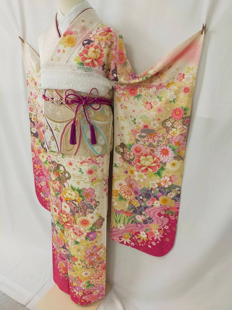 売約済み【WA-Modern】★★正絹　振袖7点フルセット+お直し★★