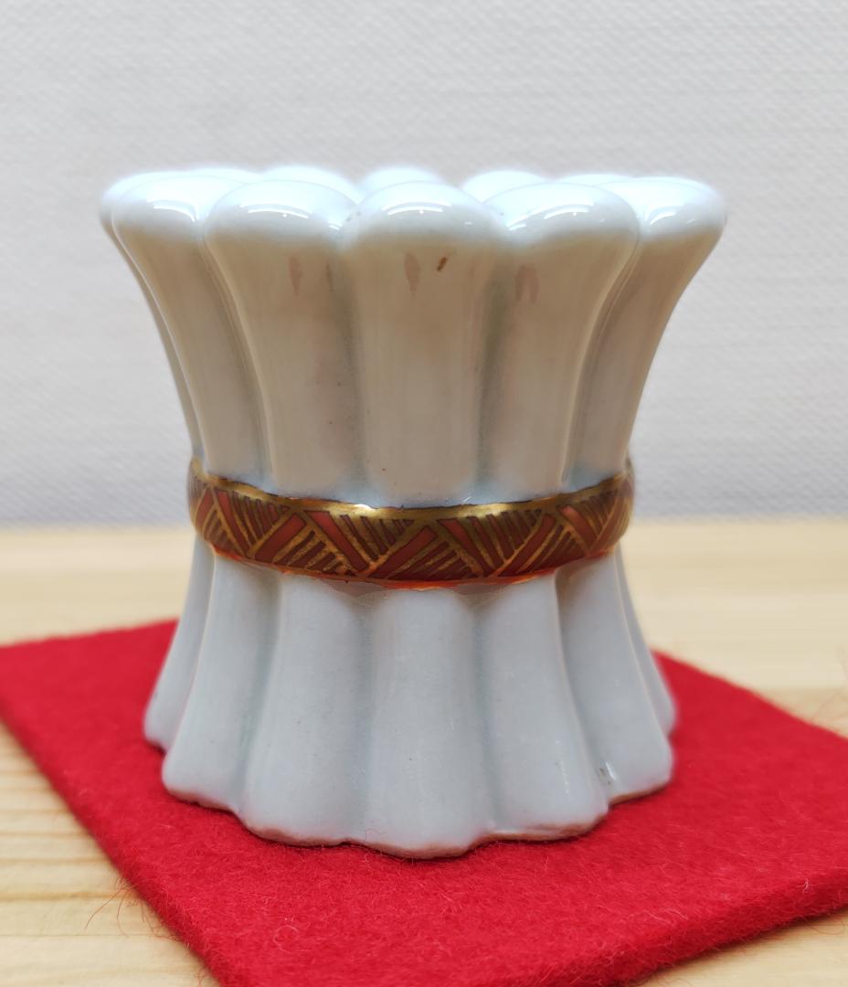 送料込【逢絢亭】茶道具 蓋置 九谷焼 菊の形 矢口永寿 共箱入り