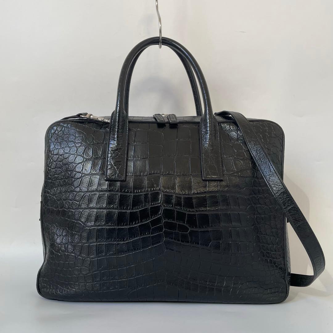【極美品】サンローラン ビジネスバッグ 2way ミュージアム クロコ 黒 本革