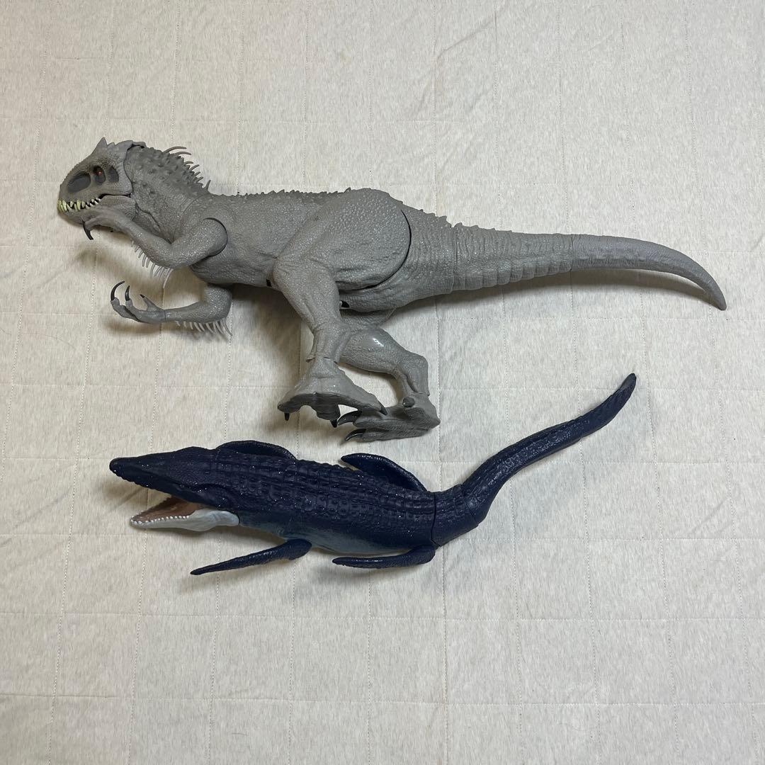 恐竜フィギュア スーパービッグ インドミナスレックス　モササウルスセット　マテル