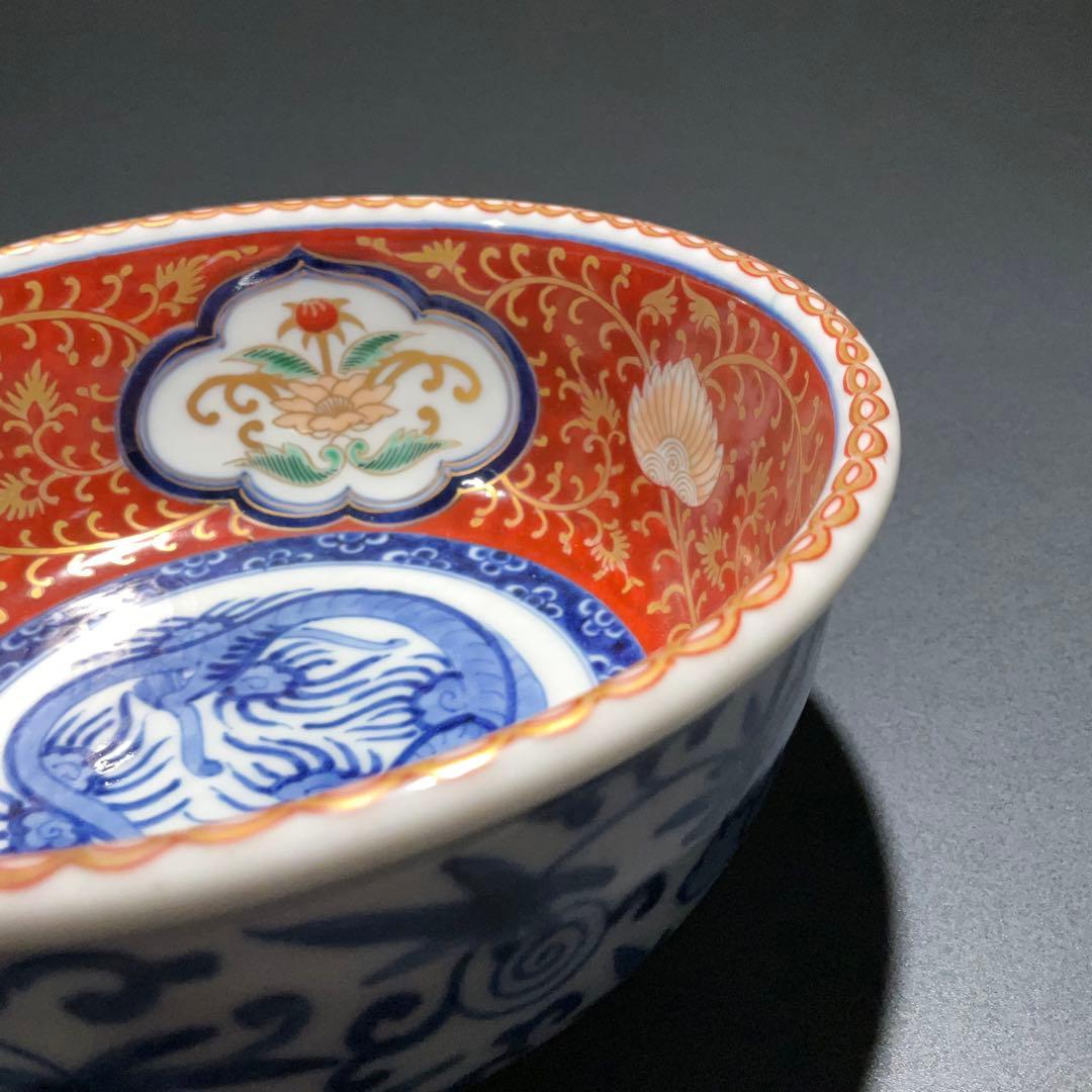 伊万里金襴手唐花図鉢Φ17㎝　骨董　古伊万里　江戸幕末　6R0919w1ダA