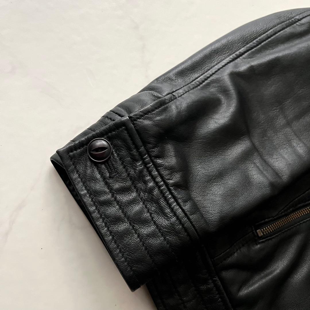 ノーリーズ レザージャケット 羊革 ブラック 黒 Wジップ L ラムレザー