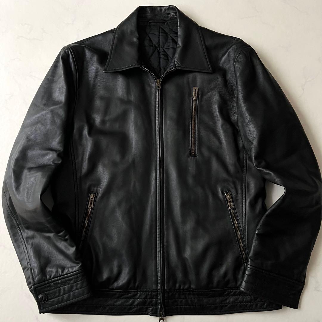 ノーリーズ レザージャケット 羊革 ブラック 黒 Wジップ L ラムレザー
