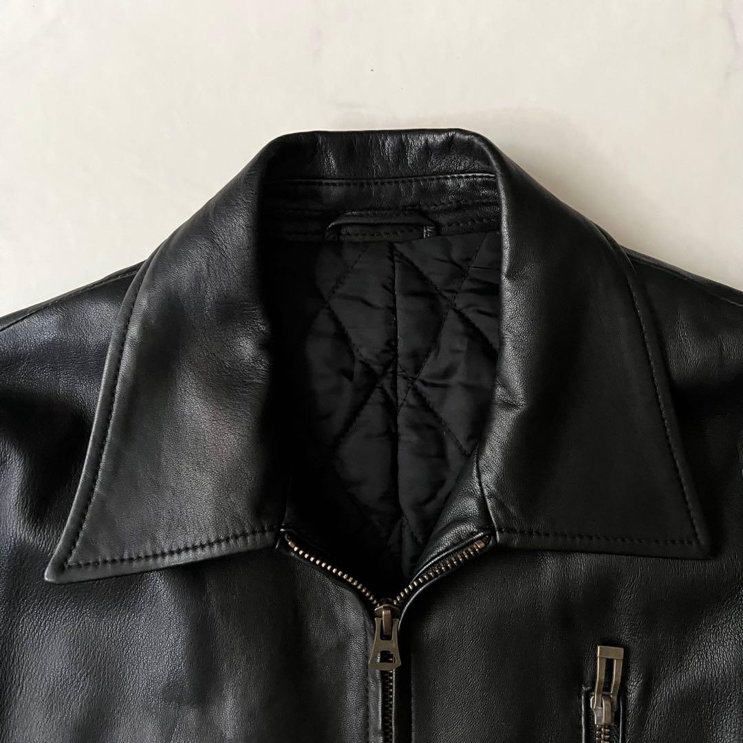 ノーリーズ レザージャケット 羊革 ブラック 黒 Wジップ L ラムレザー