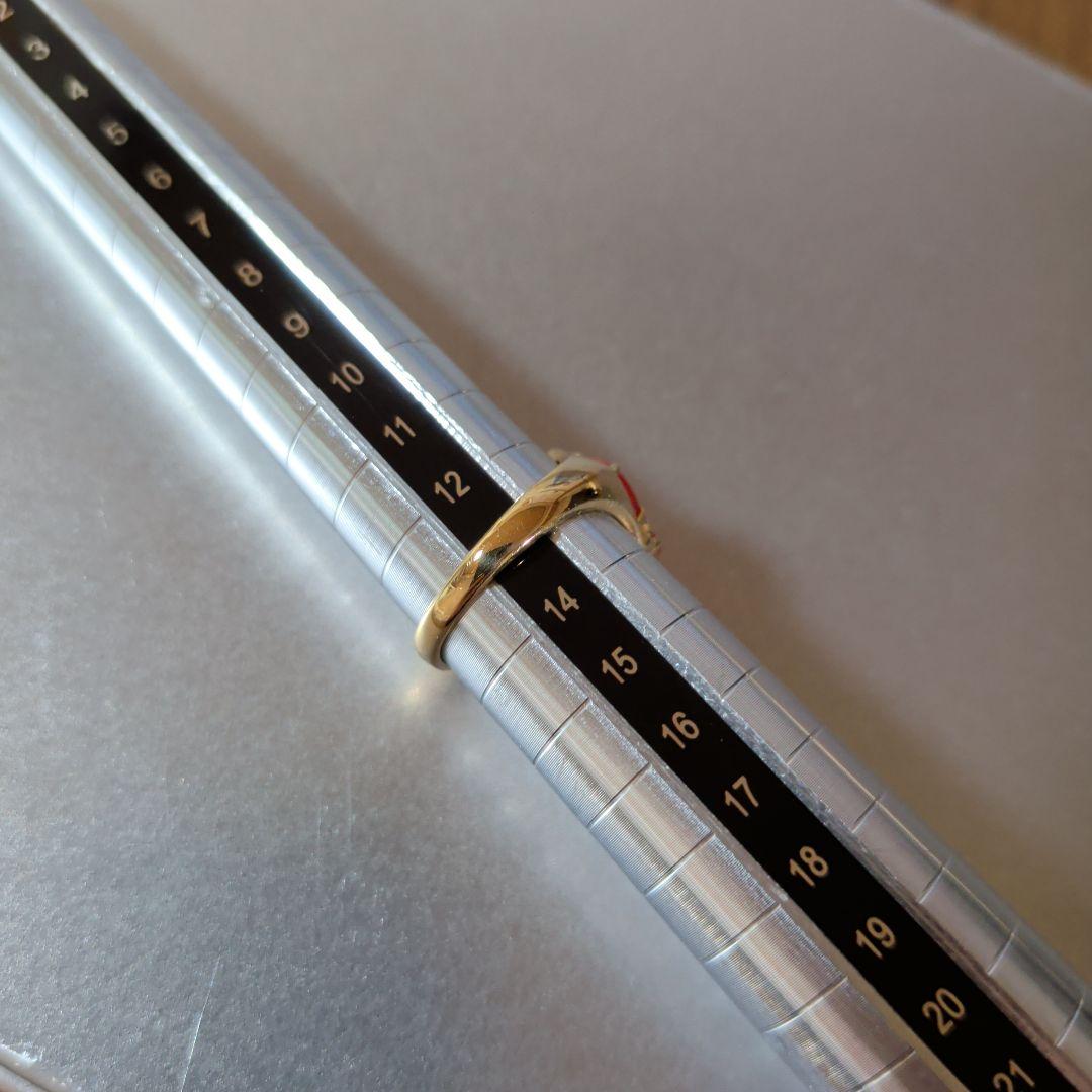 リング　K18　YG　珊瑚　ダイヤモンド計0.04ct　三越　5.53g