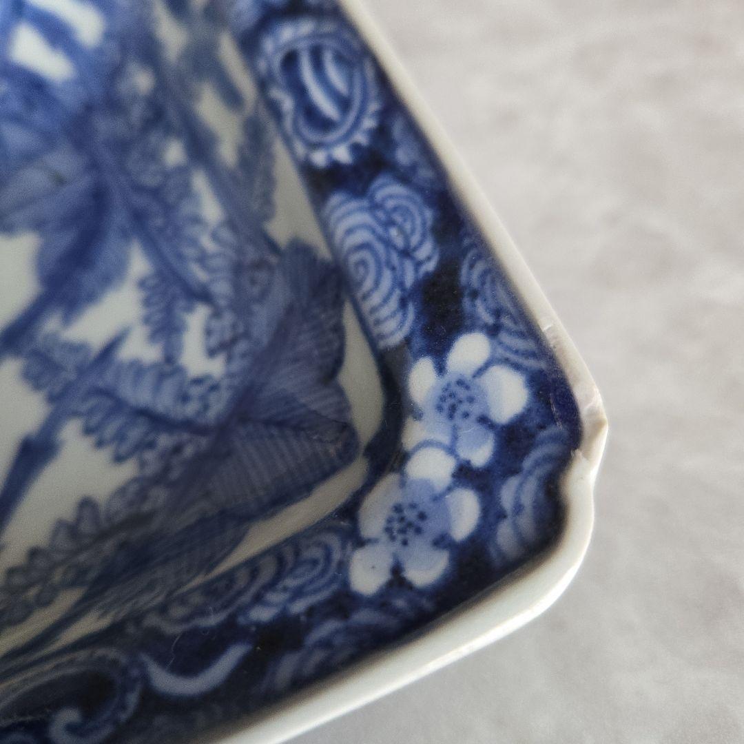 古伊万里　鳳凰　桐　染付　角皿　江戸時代　骨董　金直し　金継ぎ　アンティーク