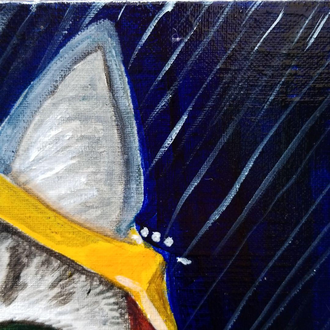 油絵　専用　嵐の訪れを伝える猫 　サバトラ白ちゃん編