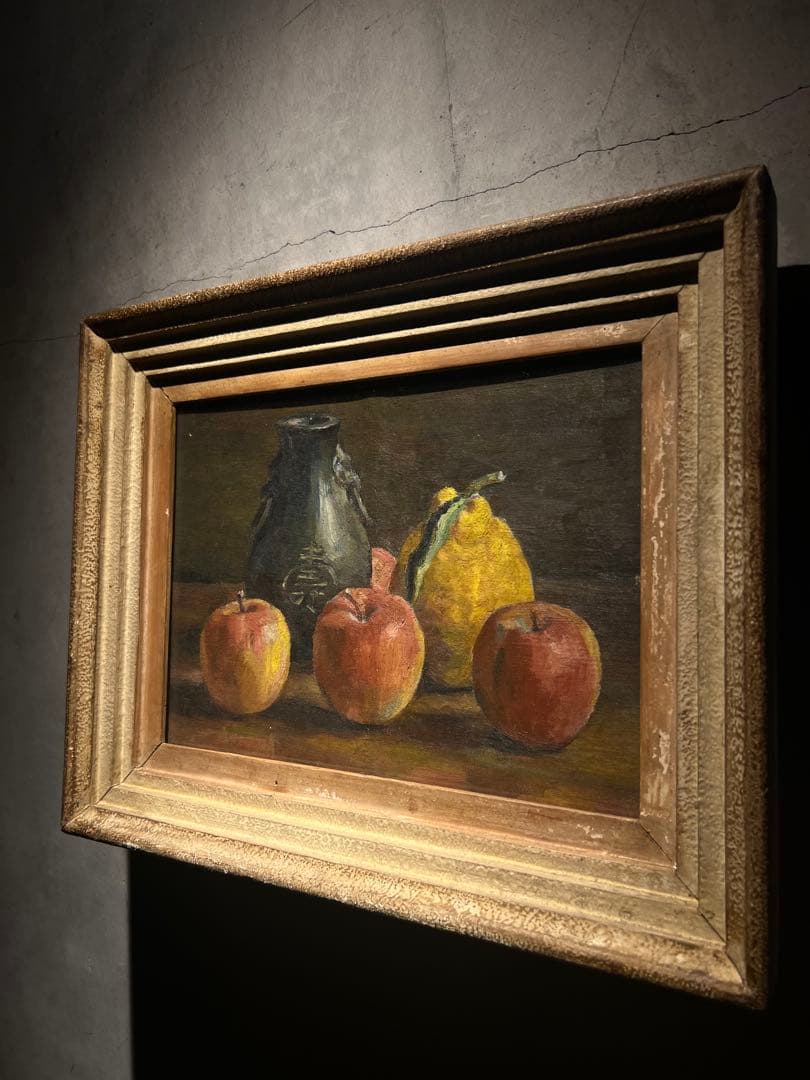 肉筆油彩画　【静物画】　時代物　作者不詳