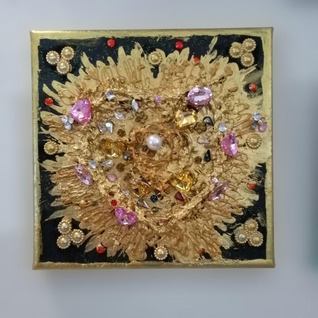 壁掛けアート金箔漆等使用　18cm