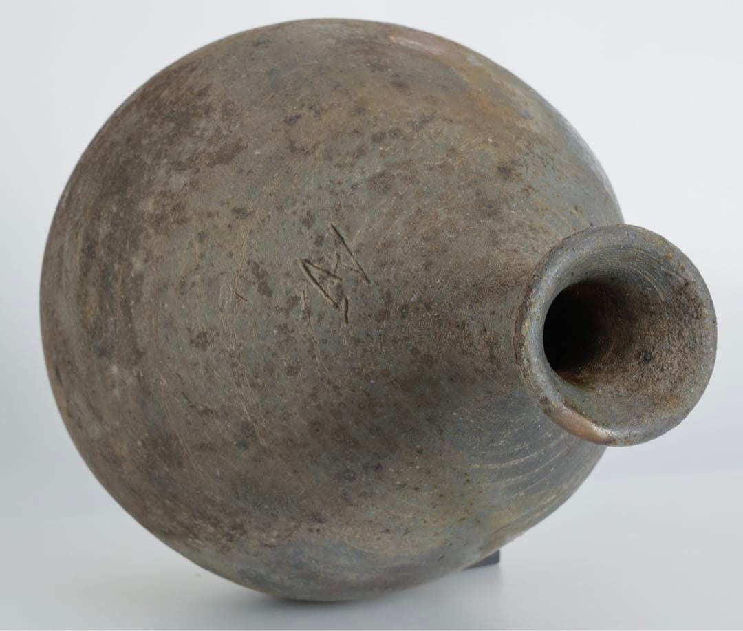 らっきょ 備前焼 徳利 らっきょ徳利 花入れ 酒器 陶芸 共箱付き