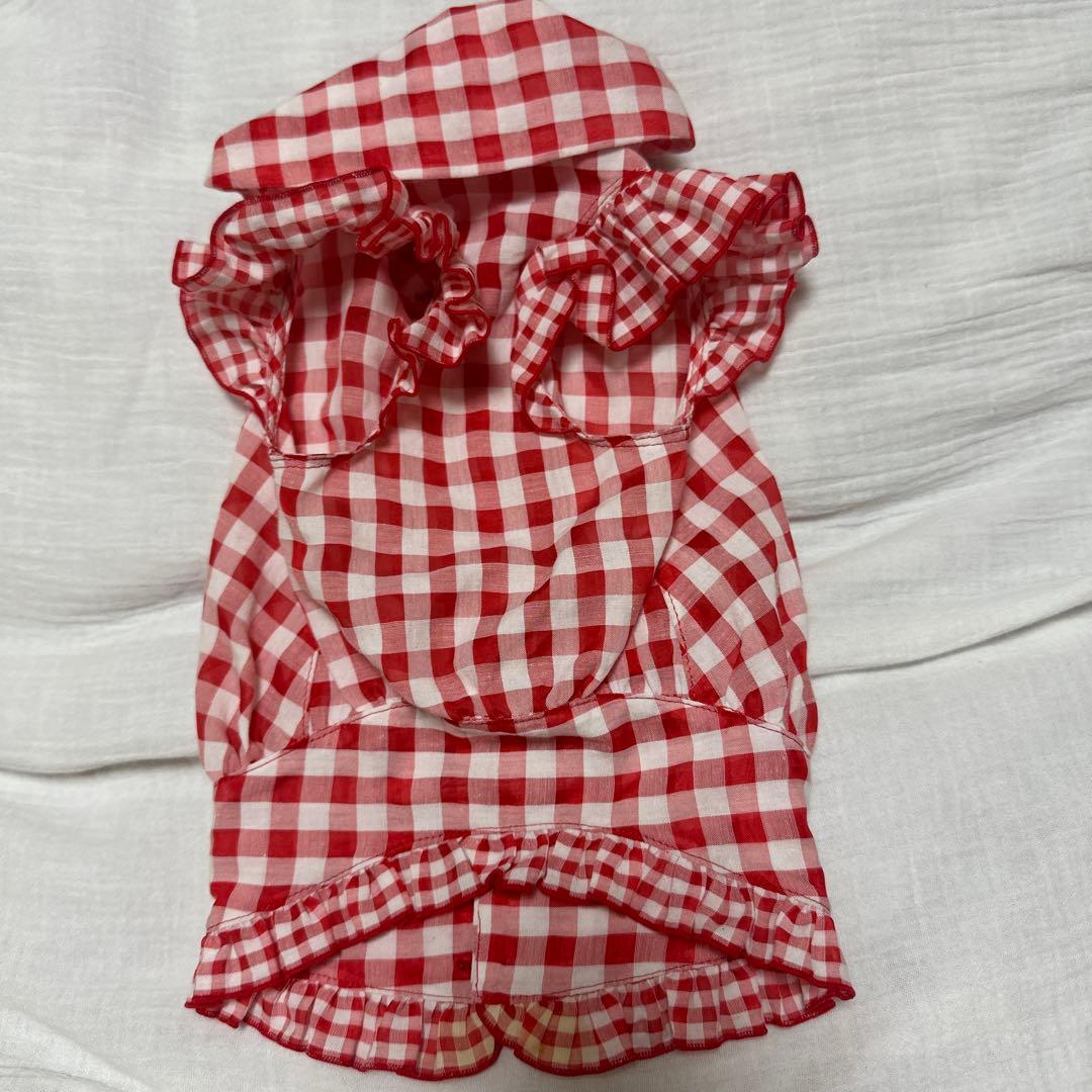 アトリエGGチェック柄犬服 フリル付き