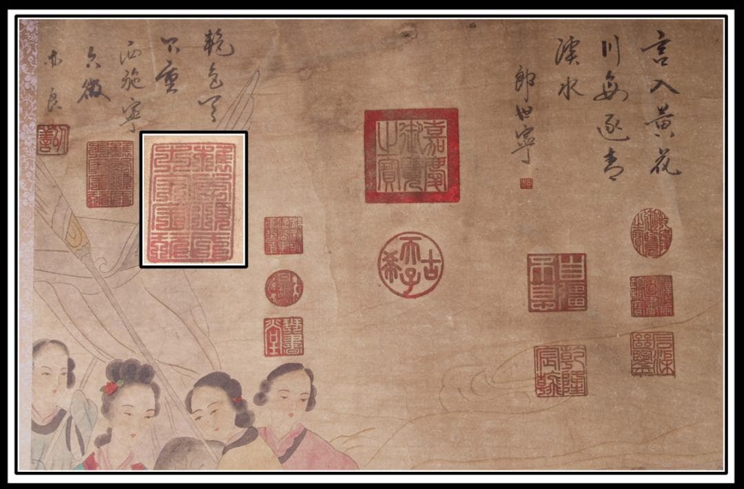 【骨董掛け軸】人物図徐熙　五代 肉筆保證 掛け軸　捲り AK949A12-3