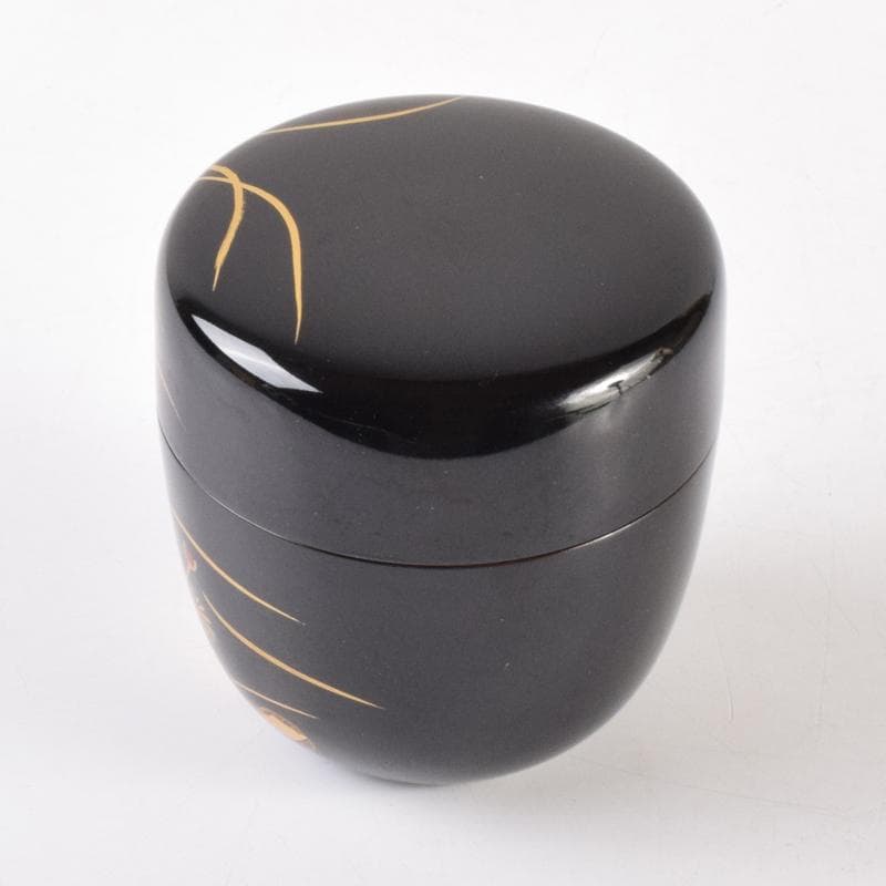 おんちゃん茶道具　大内塗　岡田忠亮作　金蒔絵花文　棗　共箱　V　7021