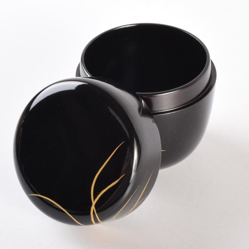 おんちゃん茶道具　大内塗　岡田忠亮作　金蒔絵花文　棗　共箱　V　7021