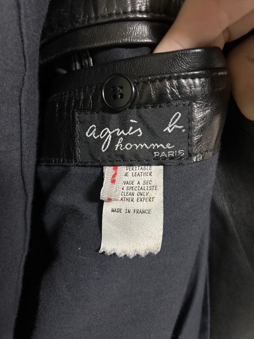 アニエスベーオム　レザーシングルライダースジャケット