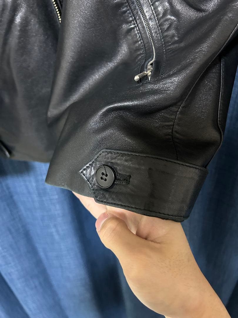 アニエスベーオム　レザーシングルライダースジャケット