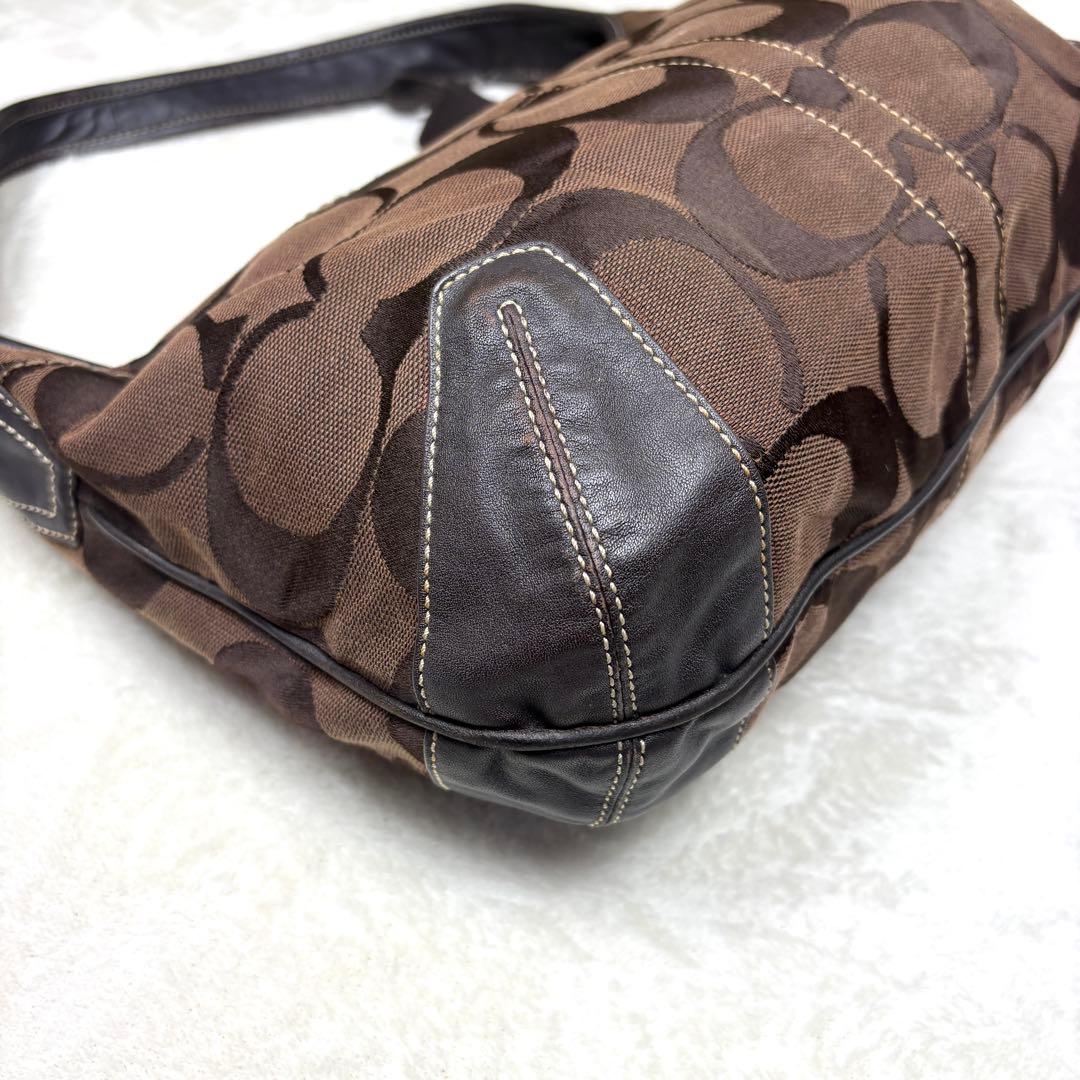 COACH コーチ ワンショルダー バッグ ブラウン シグネチャー 11290