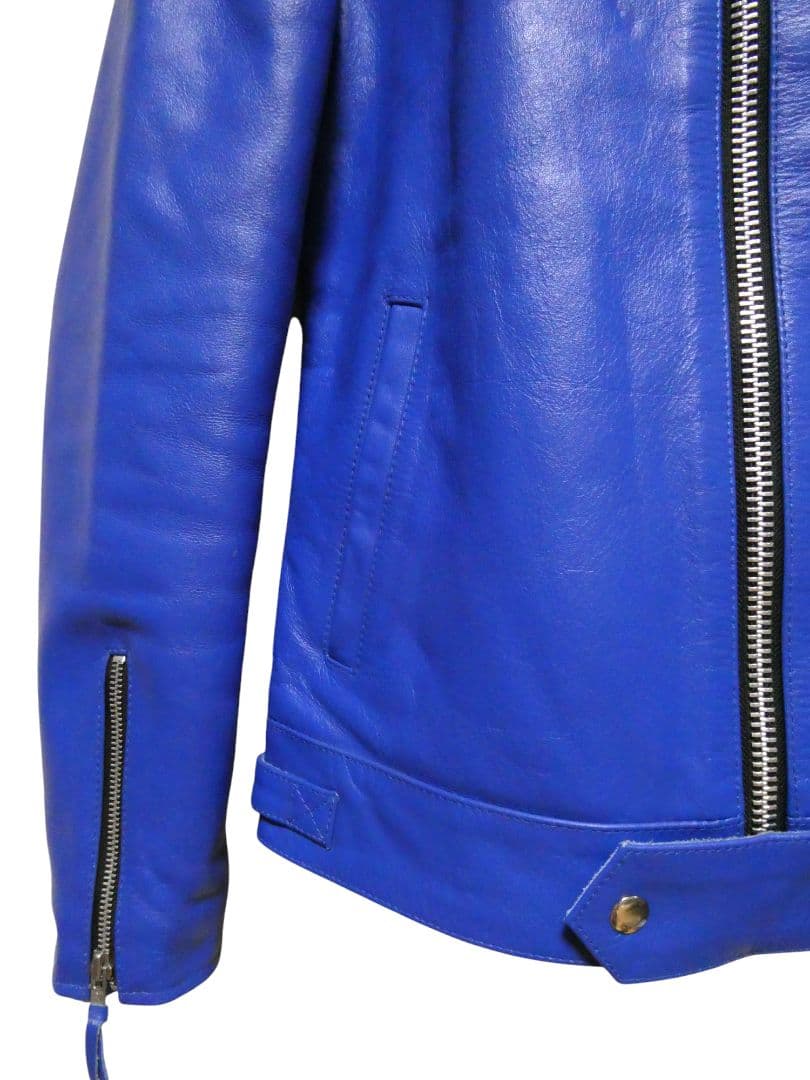 ヴィンテージ！レアカラーロイヤルブルー！襟付きシングルライダースドミネーター