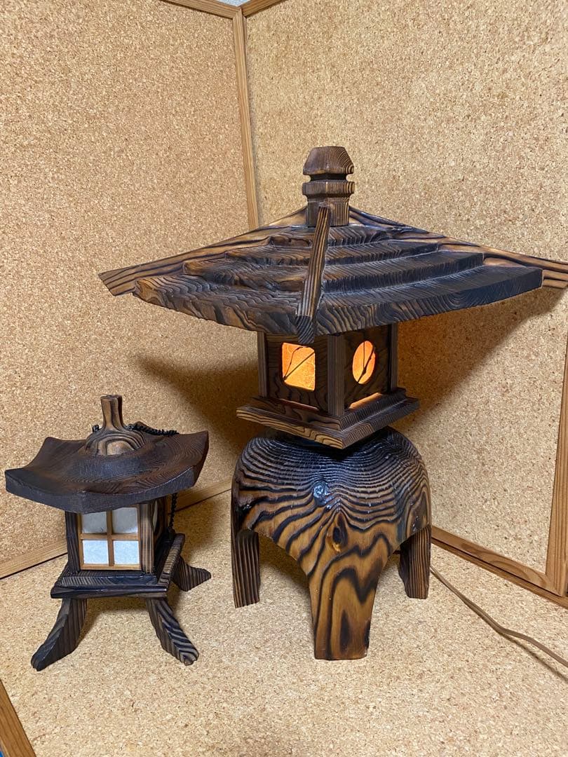 焼杉灯籠　茶道用品　アンティーク工芸品