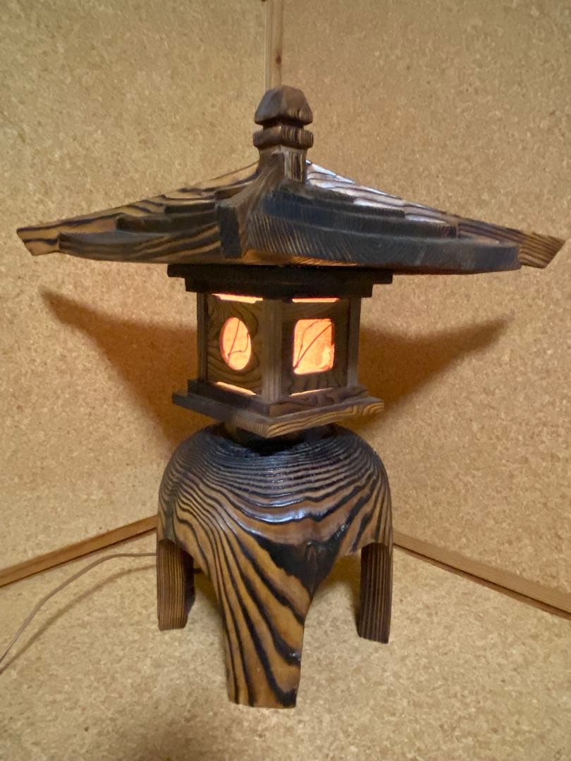 焼杉灯籠　茶道用品　アンティーク工芸品