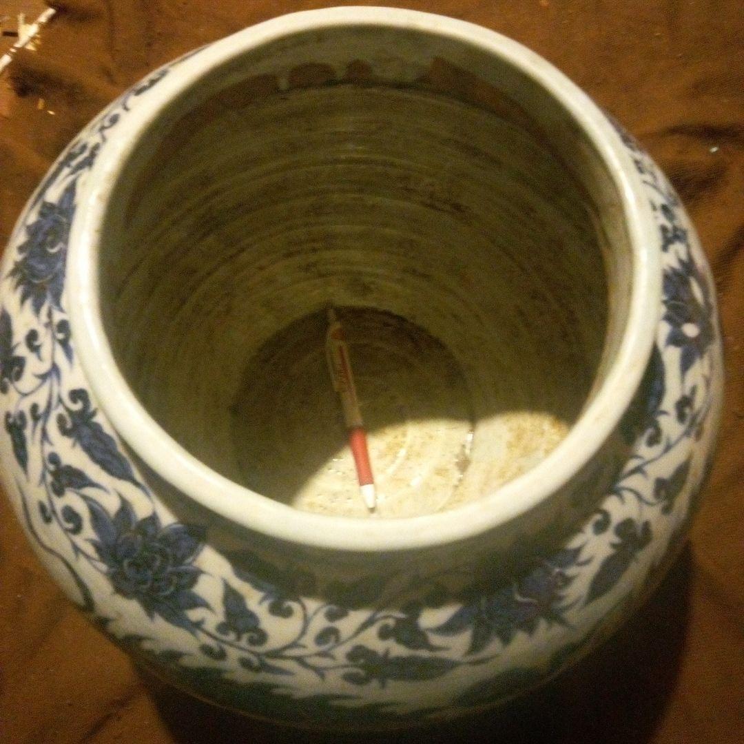 中国陶磁器　元染付　龍大壺