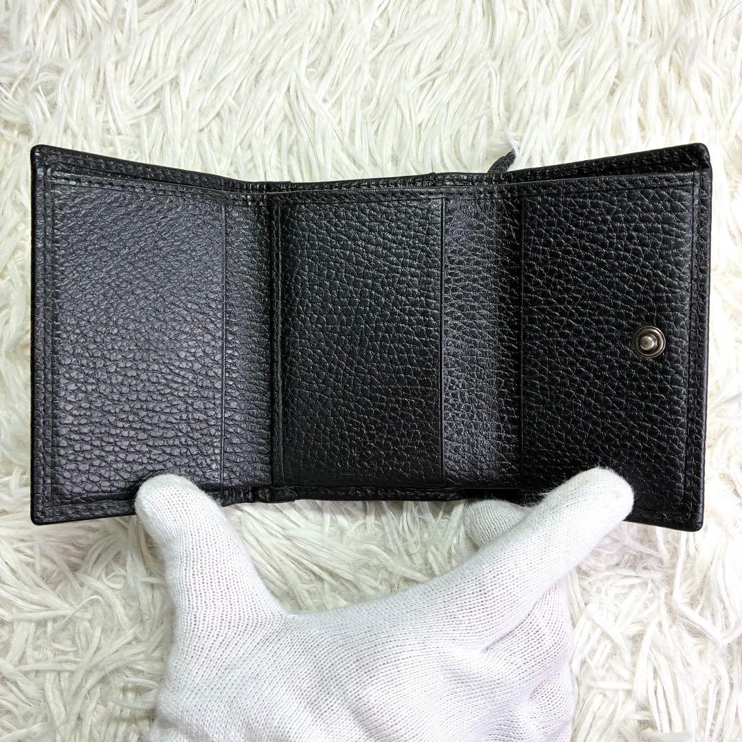 【極美品✨】GUCCI GGマーモント コンパクトウォレット 三つ折り財布 黒