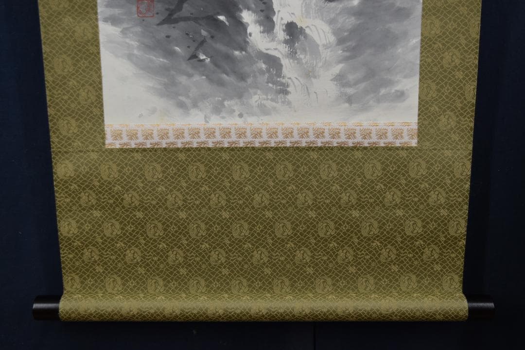【真作】四田観水/渓山山水図/掛軸☆宝船☆Z-739