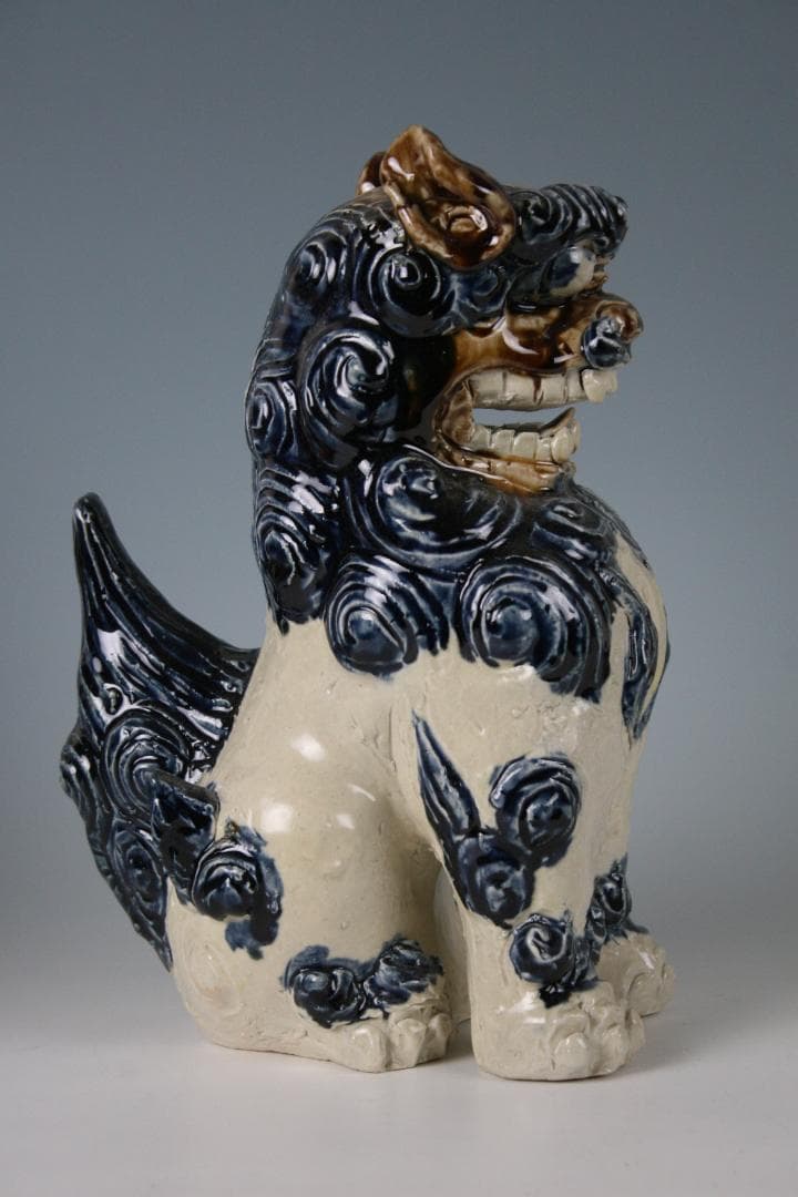 金城敏徳 作　呉須立シーサー（特大）1対