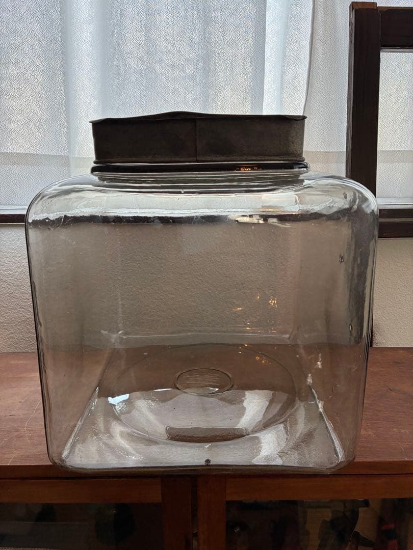 大正 特大 菓子瓶 ガラス瓶 気泡 ゆらゆらガラス 戦前 古道具 アンティーク