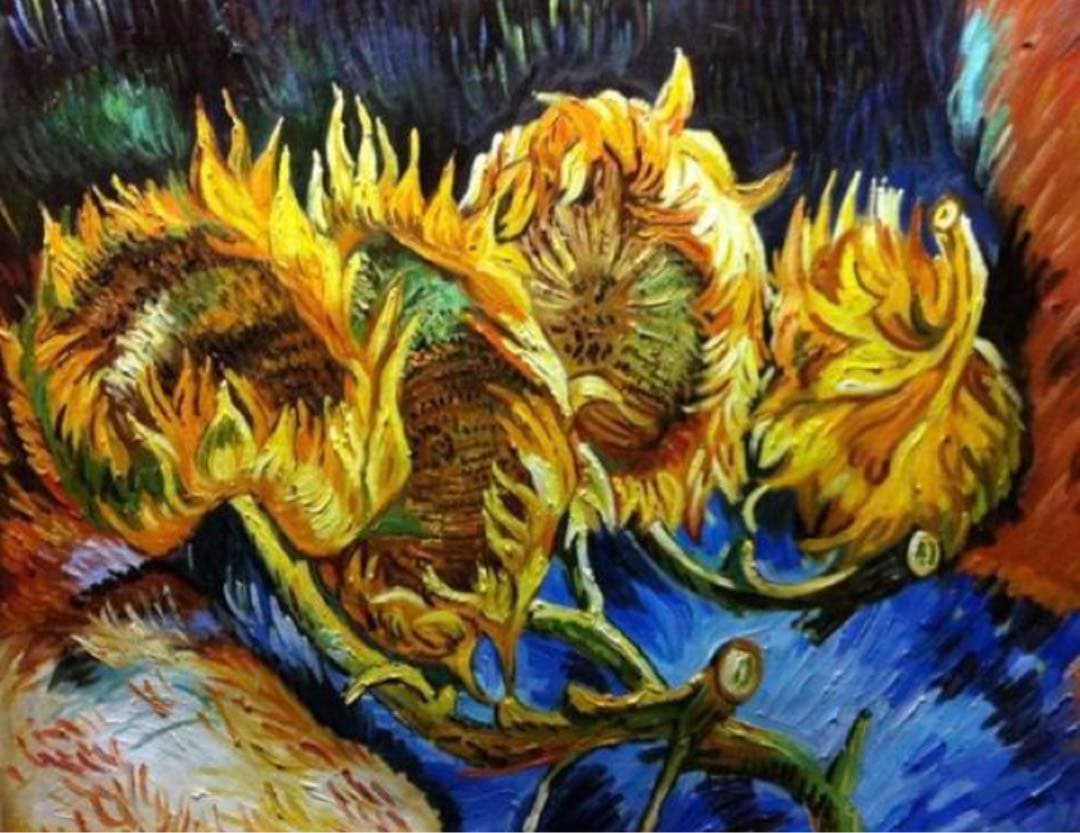 肉筆☆油絵☆F20号『切ったひまわり』ゴッホ/模写