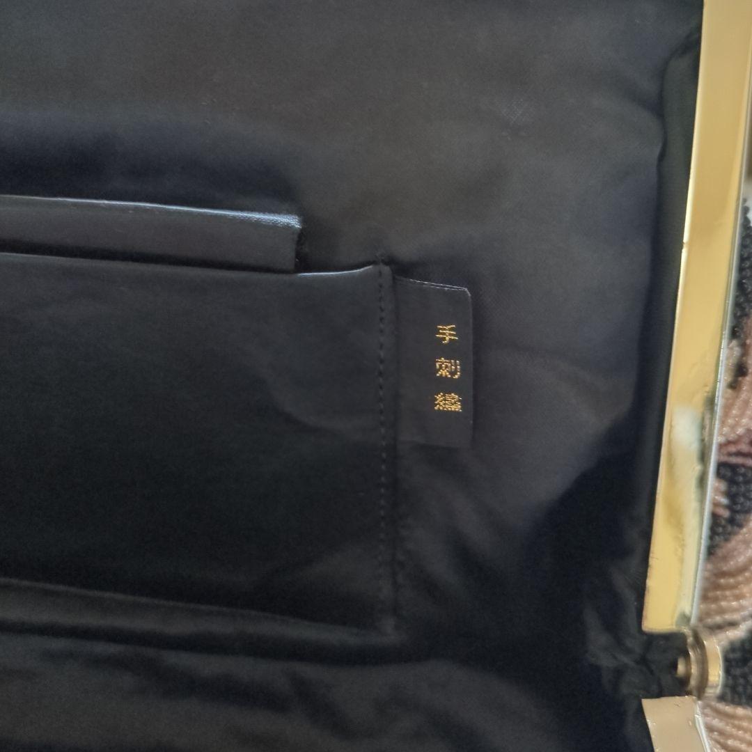 手刺繍　総ビーズバッグ 花柄　総柄 和装 がま口