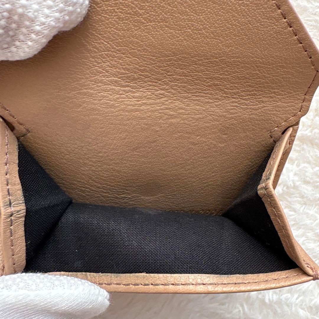 美品 バレンシアガ ペーパー ミニウォレット 三つ折り財布 ベージュ