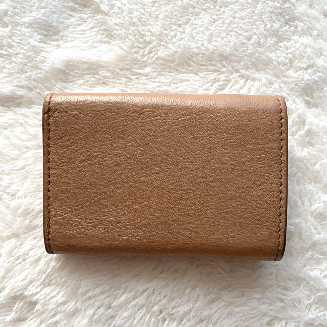 美品 バレンシアガ ペーパー ミニウォレット 三つ折り財布 ベージュ
