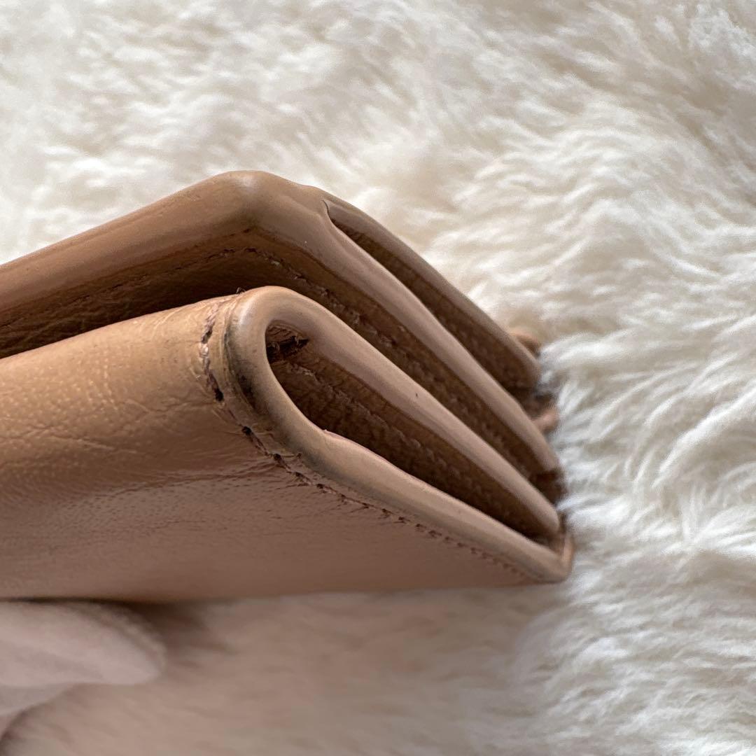 美品 バレンシアガ ペーパー ミニウォレット 三つ折り財布 ベージュ