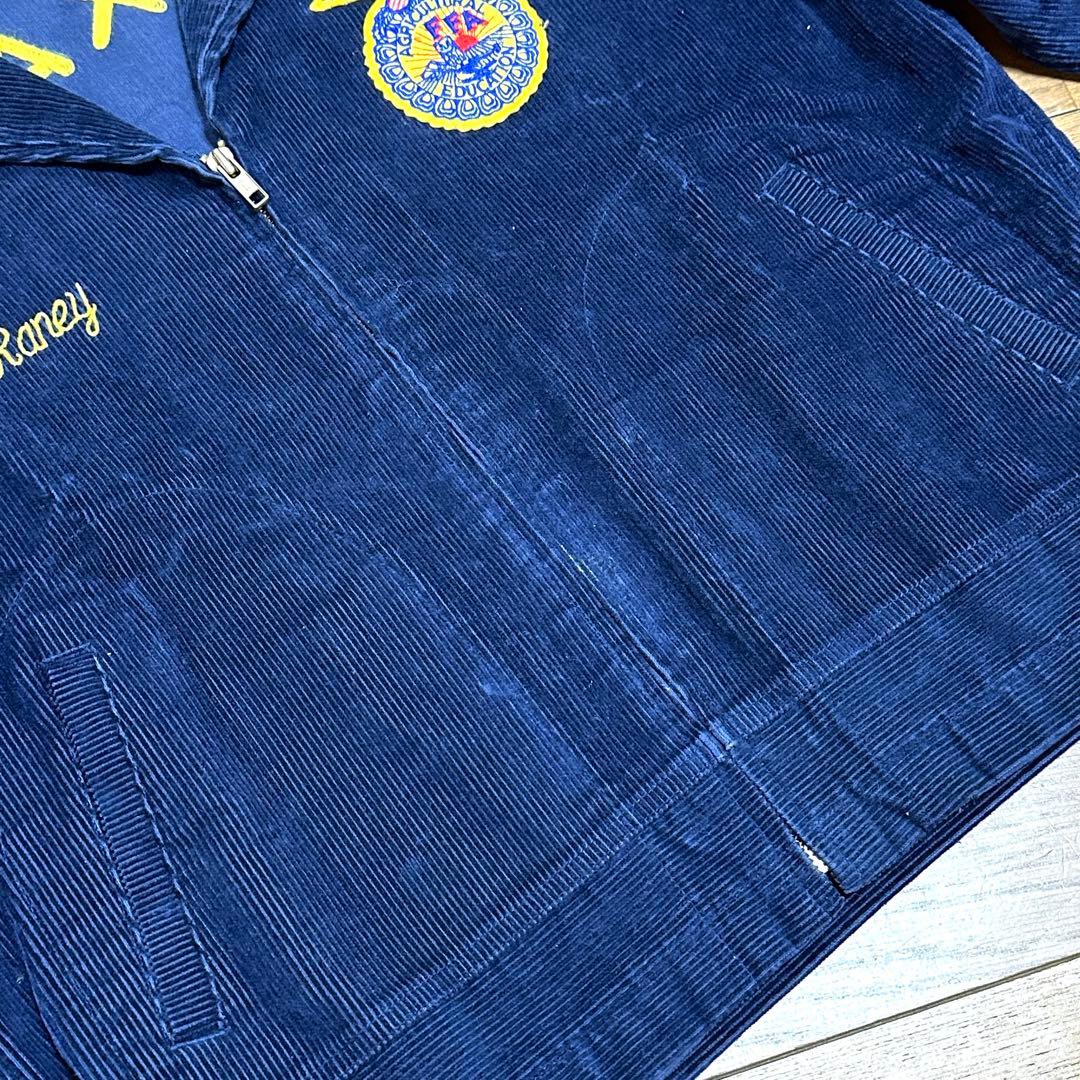 FFAジャケット 80s~90s コーデュロイ ワークジャケット 刺繍 ネイビー
