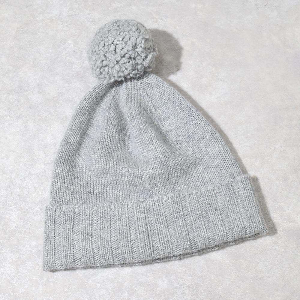 英国製 Johnstons of Elgin カシミヤ ニット帽 ボンボン付き