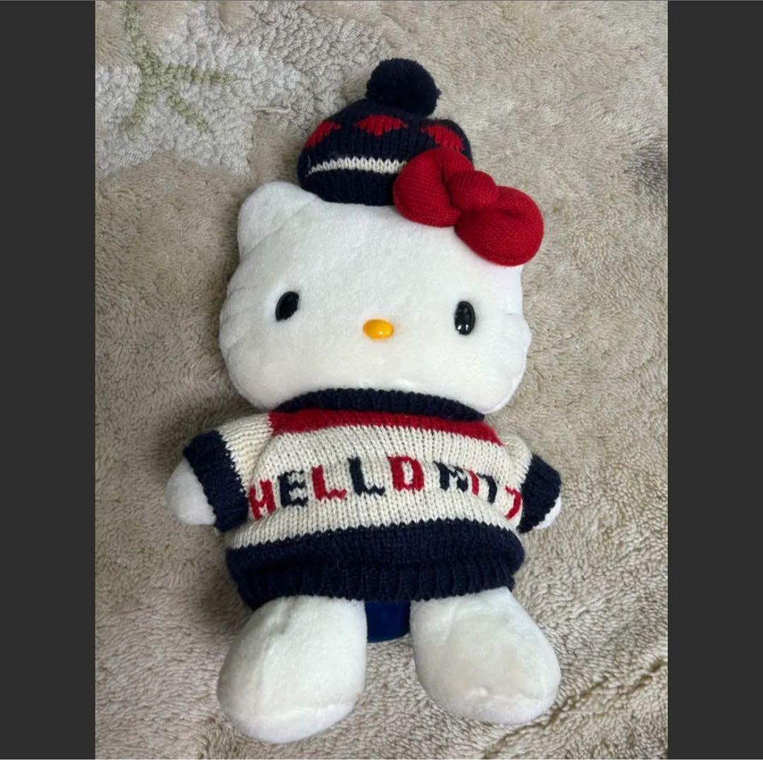 レア　ハローキティ　ぬいぐるみ　ニット帽　ボンボン　平成レトロ