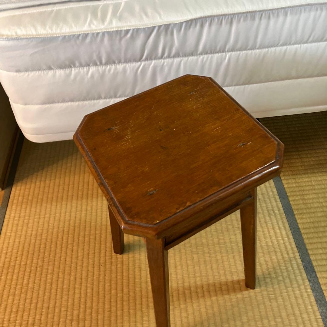 アンティーク木製 スツール 丸椅子 花台 昭和レトロ 古道具 古家具　角椅子