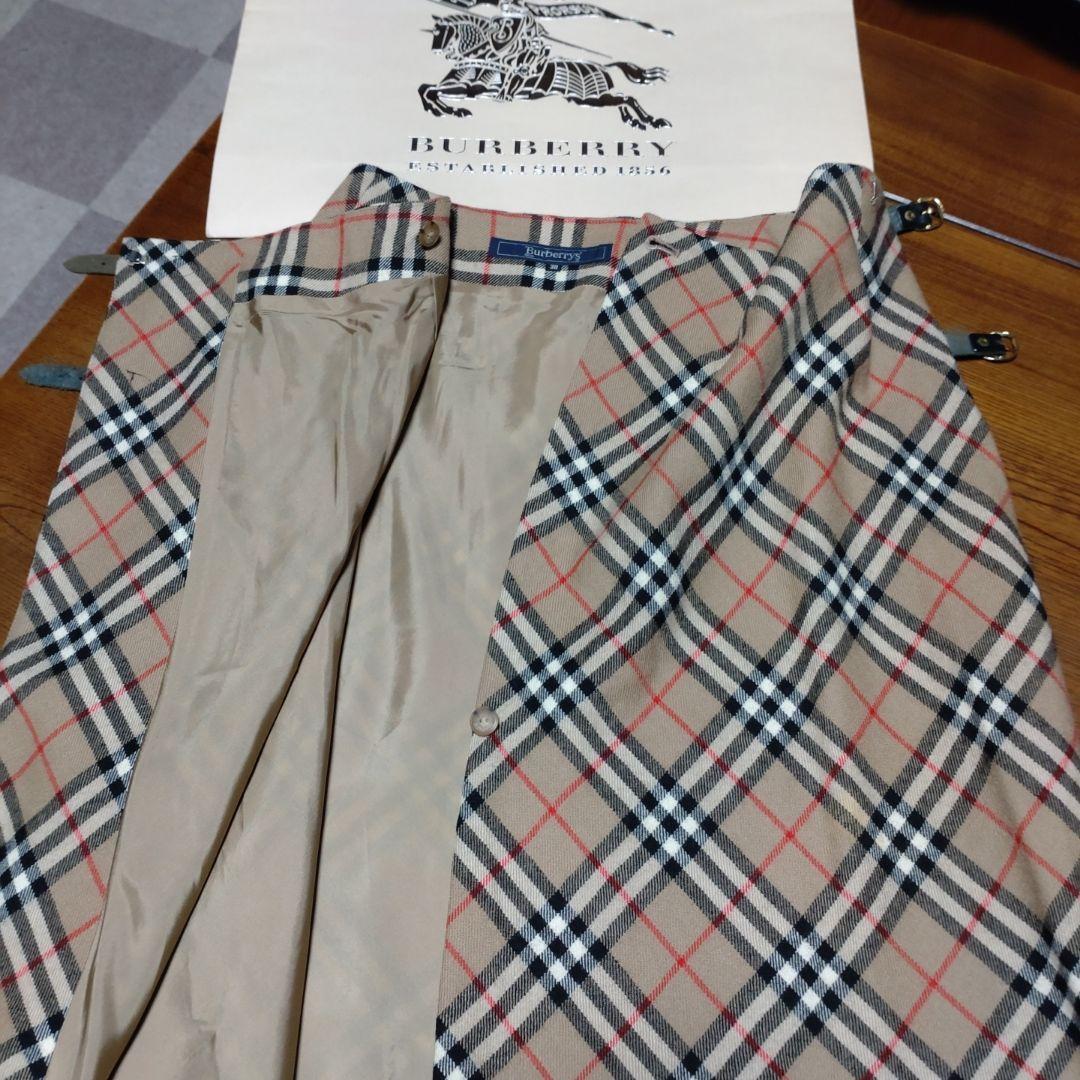 BURBERRY チェック柄ラップスカート ダブルバックル
