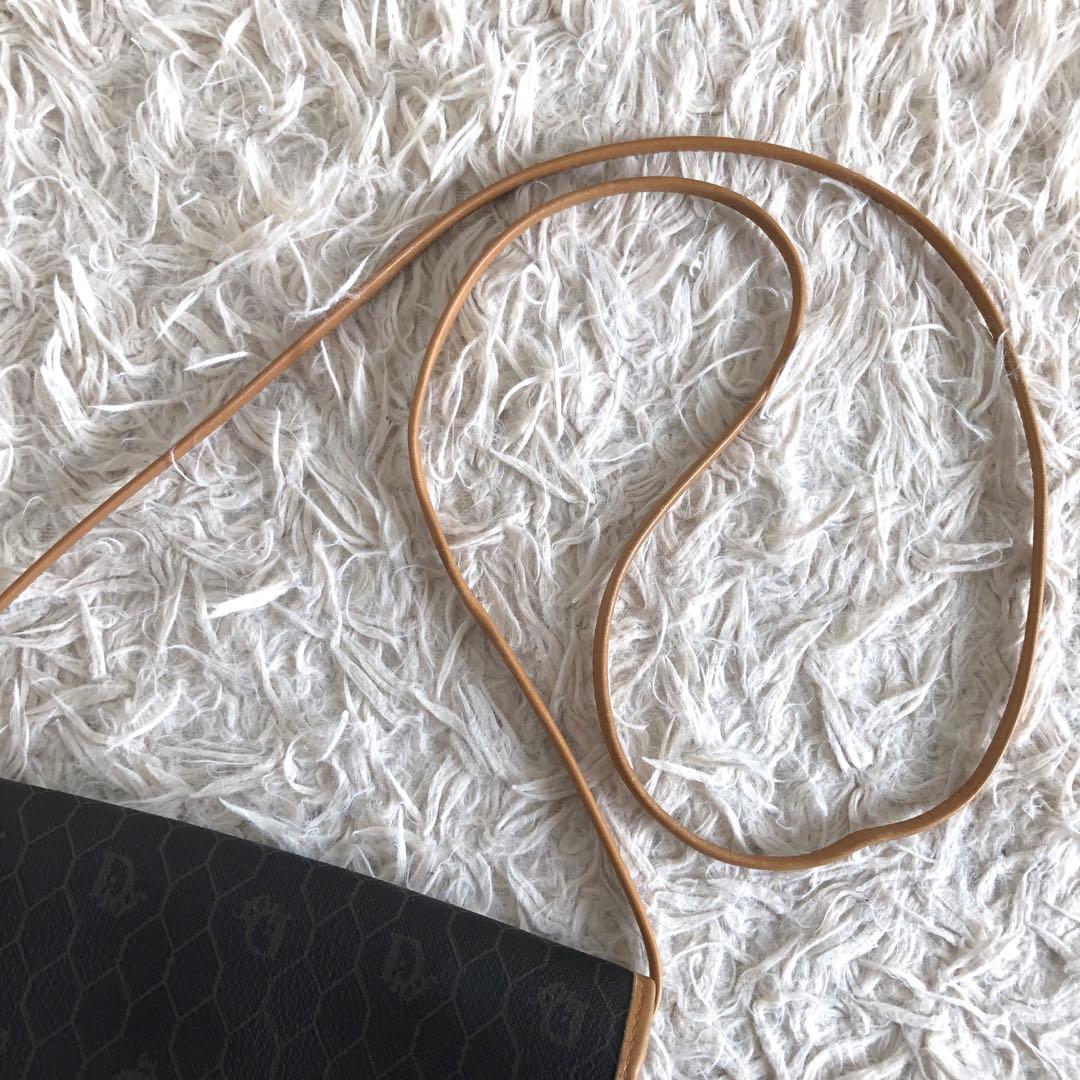 【美品】クリスチャンディオール ショルダーバッグ　ハニカム柄　ブラウン