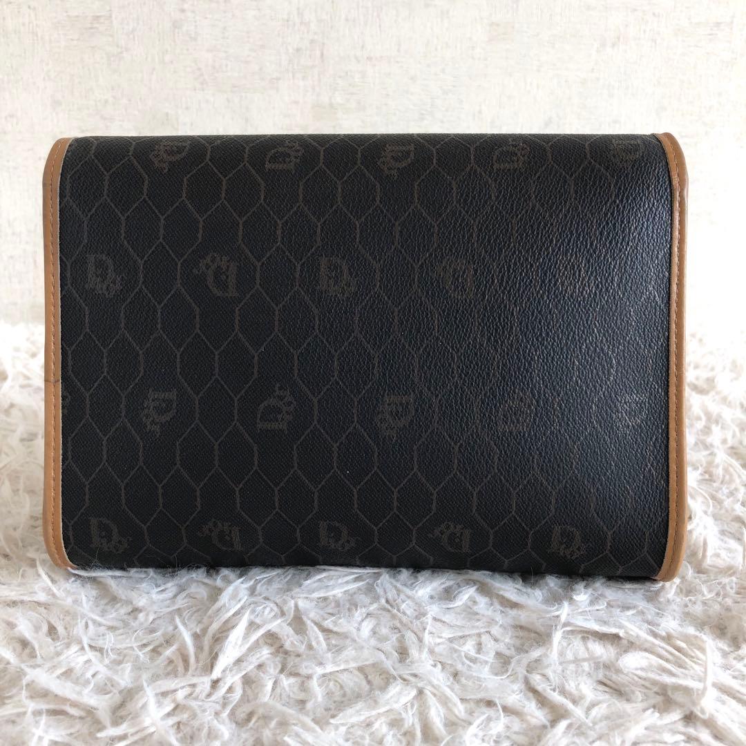 【美品】クリスチャンディオール ショルダーバッグ　ハニカム柄　ブラウン