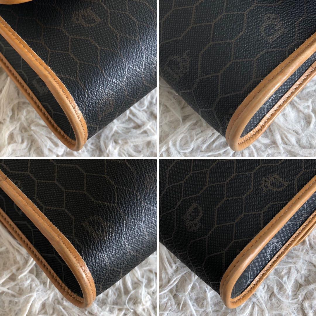 【美品】クリスチャンディオール ショルダーバッグ　ハニカム柄　ブラウン