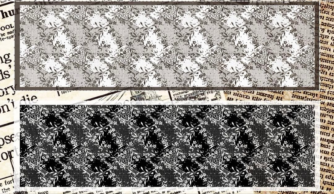 霖蓝汐原创手账《黑白蕾丝背景》海外マスキングテープ　マステ 【2648】