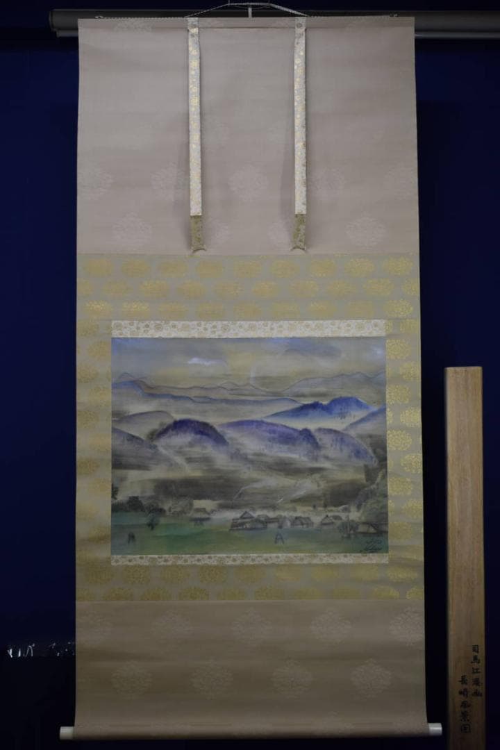 真作/司馬江漢/長崎風景図/山水図/山水風景図/大幅/布袋屋掛軸HI-322