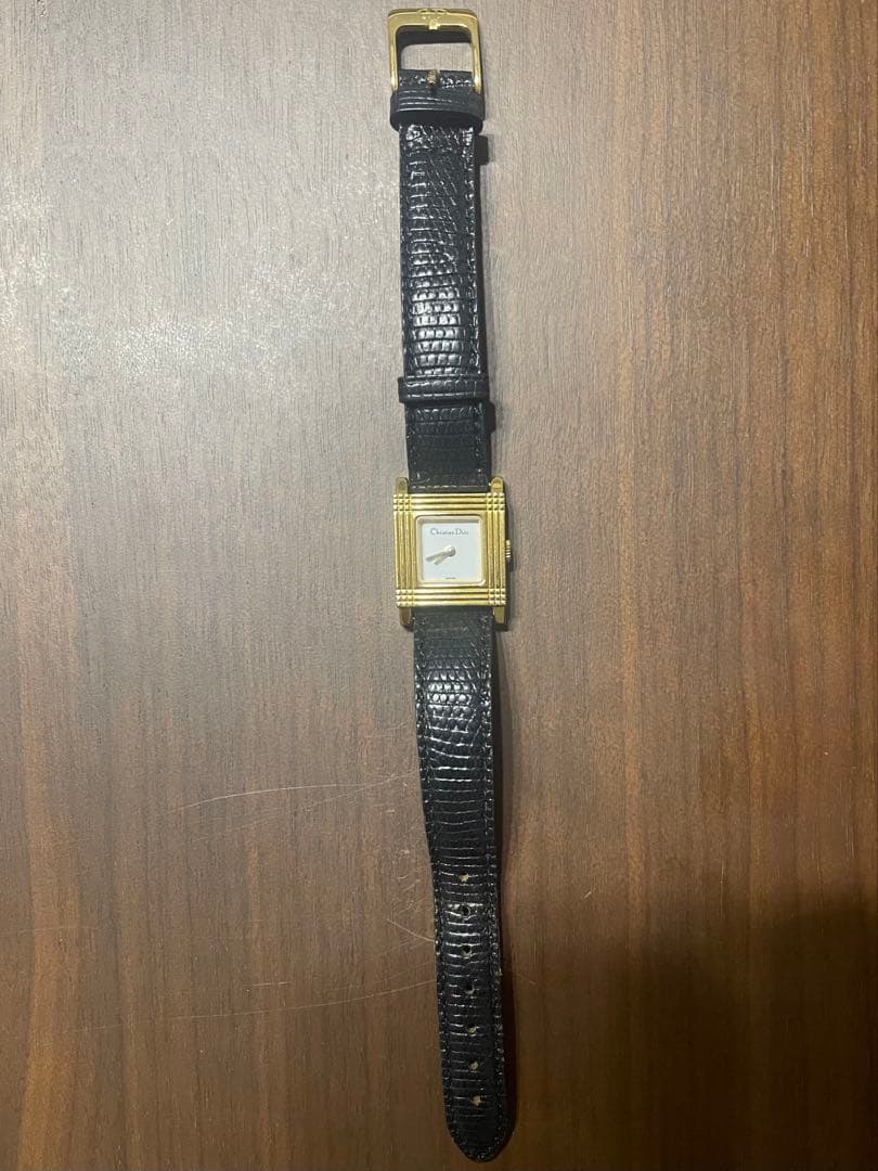 クリスチャン ディオール 腕時計 レディース アナログ 黒レザーベルト 中古