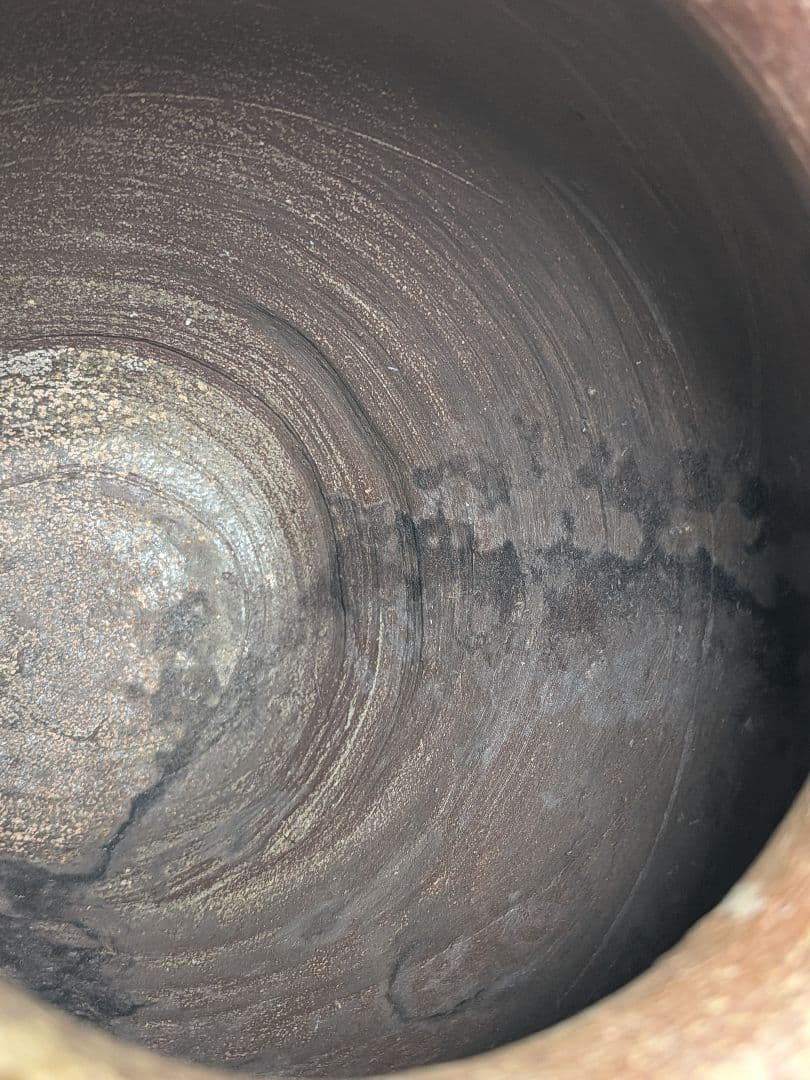 【直しあり】 備前焼 波状文壷 壺 無銘 骨董品 古美術品 ツボ 置物 時代物