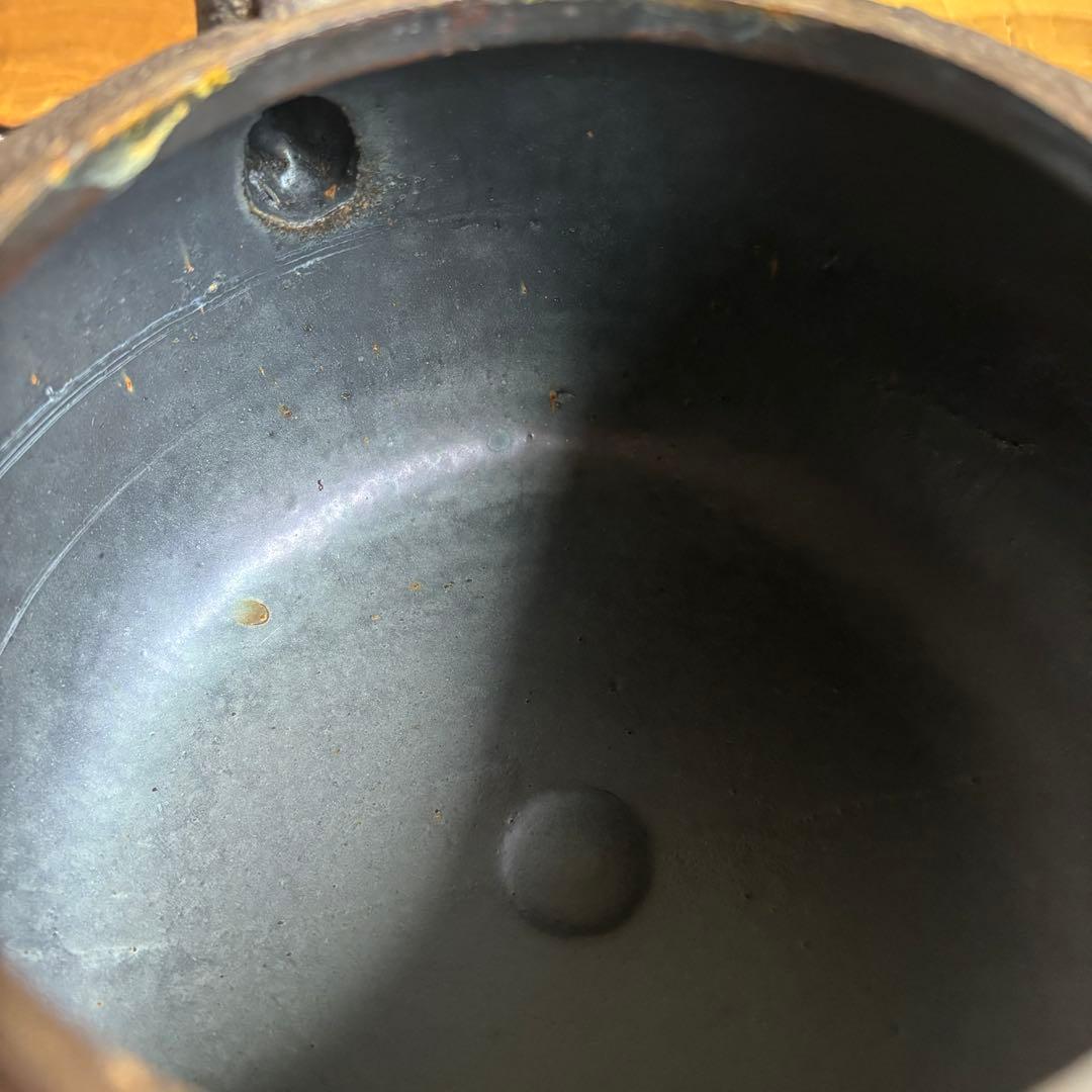 鉄瓶 銅蓋 梅花 長文堂 高さ23cm